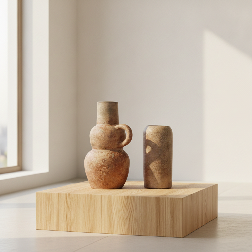 Handcrafted Rustic Ceramic Vase Set – Modern Terracotta Decorative Vases for Home Styling